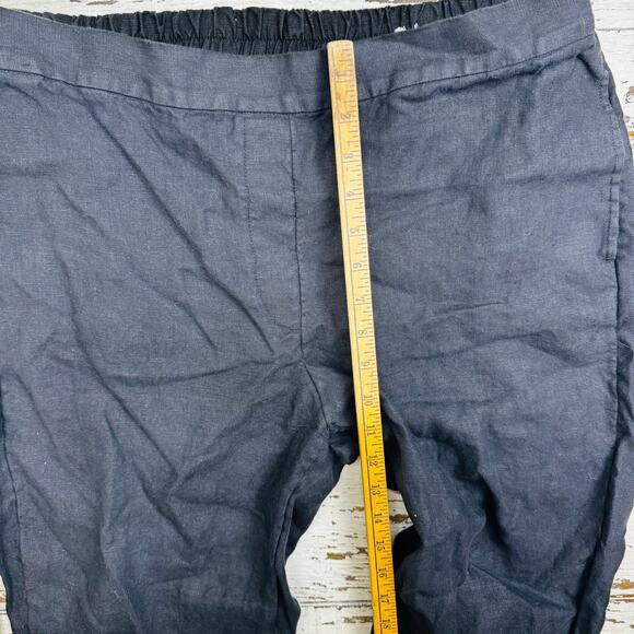 Chico's Pull On Embroidery Linen Crop Pants Black White Size 2 or U.S. 12 Resort - Picture 5 of 11